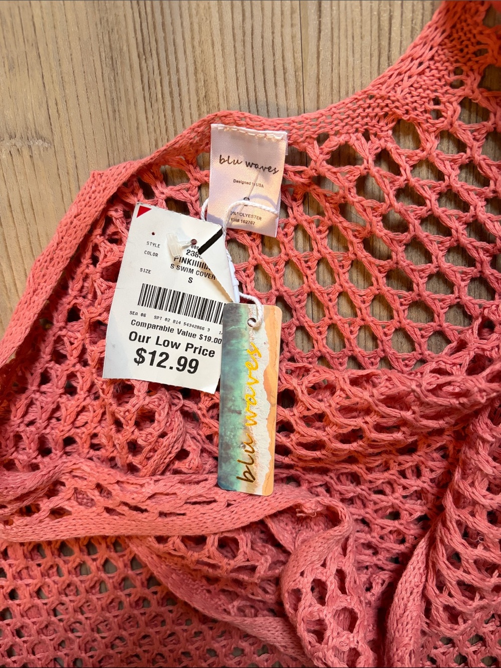 Sleeveless Coral Crochet Swim Cover-Up Maxi - Picture 2 of 4